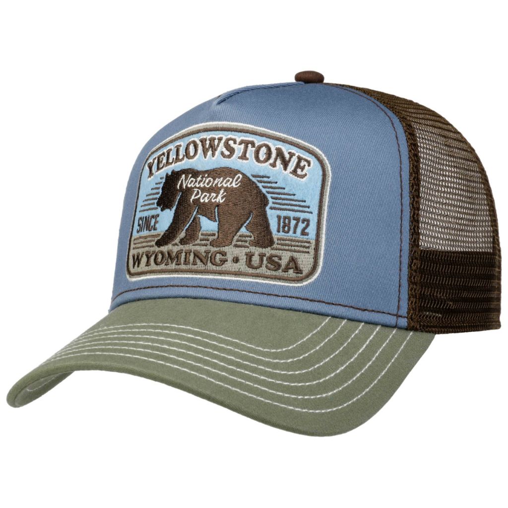 STETSON CAP TRUCKER YELLOWSTONE OLIVE/DUSTY BLUE ONE SIZE