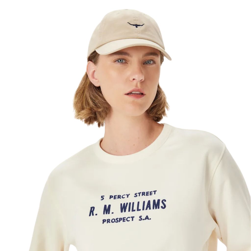 R.M WILLIAMS CAP MINI LONGHORN TWILL ECRU OSFM