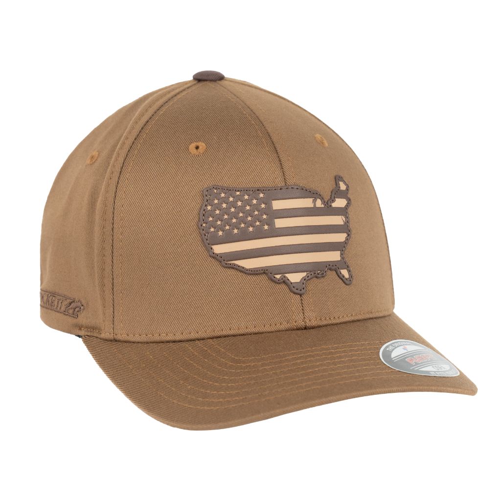 CROCKETT CAP FLEXFIT TRUCKER US FLAG BROWN