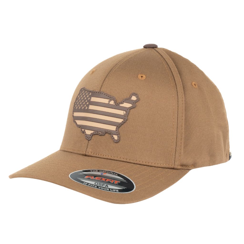 CROCKETT CAP FLEXFIT TRUCKER US FLAG BROWN