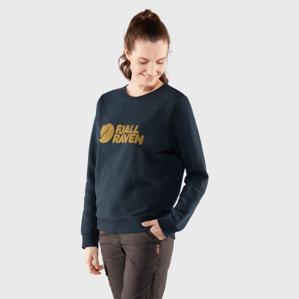 FJALLRAVEN SWEATER LADIES LOGO DARK NAVY