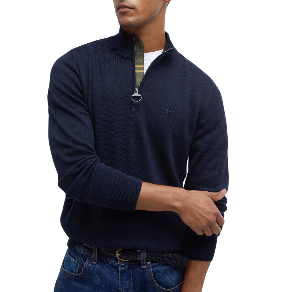 BARBOUR COTTON 1/2 KNIT SWEATER MEN
