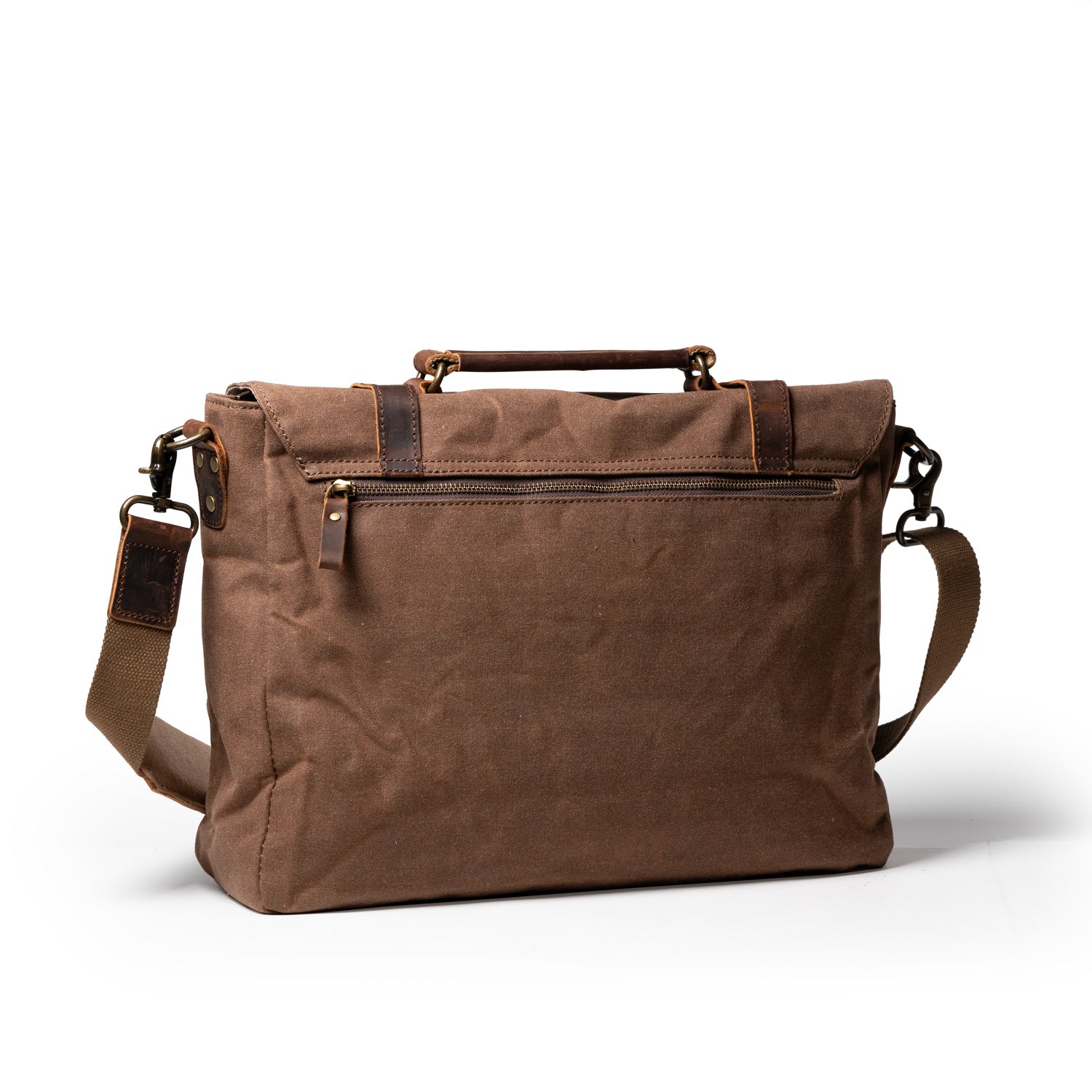 RUARK® AMBOSELI WAXED COTTON BRIEFCASE KHAKI/BROWN 13 INCH