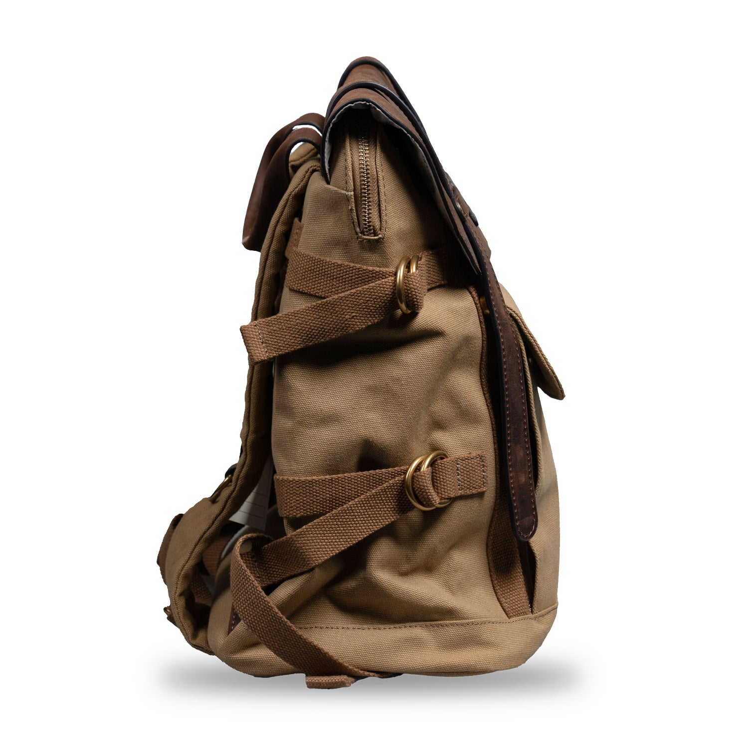 RUARK SAMBURU CANVAS AND LEATHER BACKPACK KHAKI