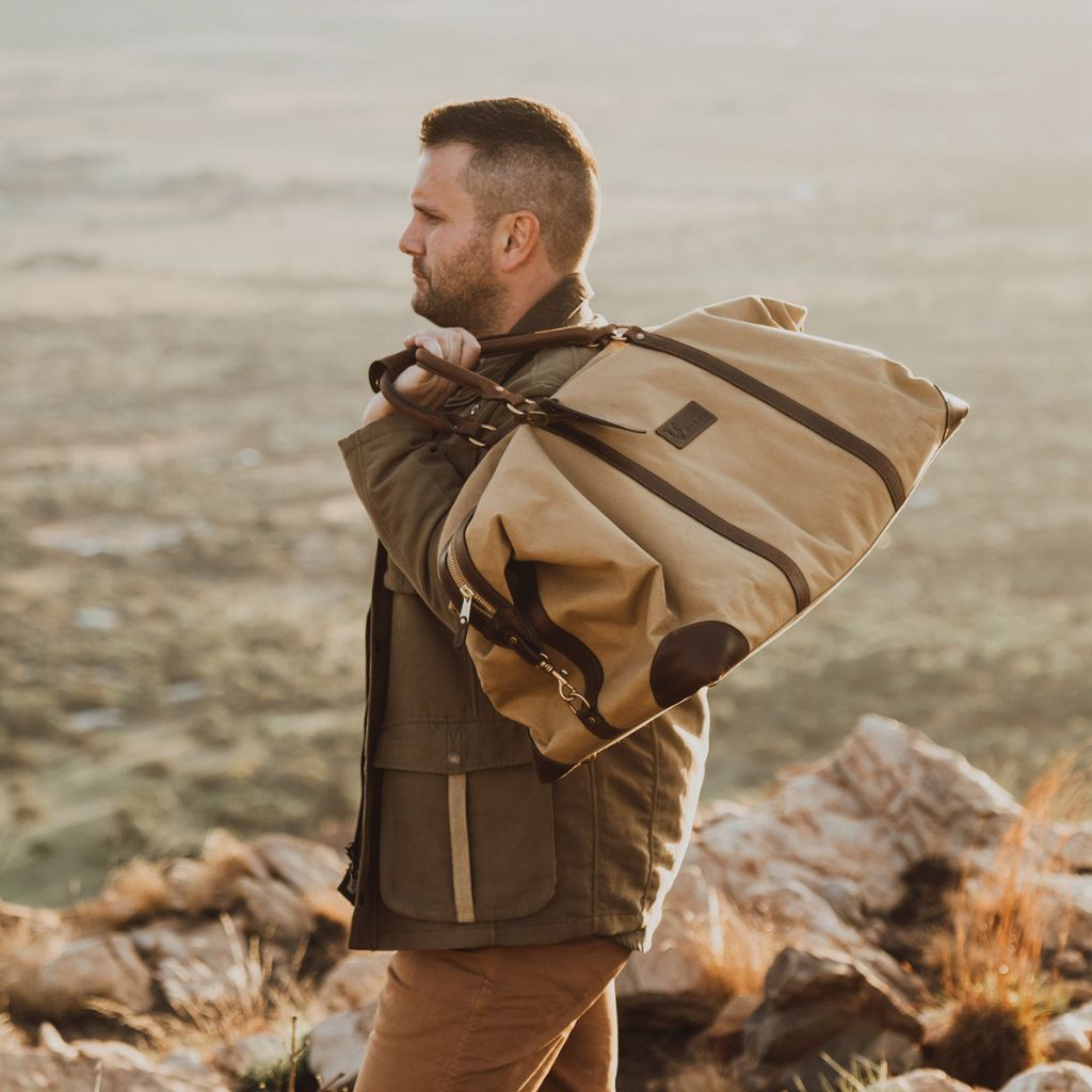 RUARK® DUFFEL BAG TSAVO TREK CANVAS AND LEATHER KHAKI